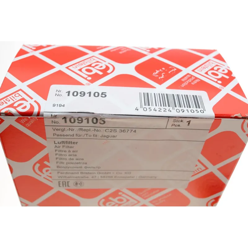 Фільтр повітряний FEBI BILSTEIN 109105 для Jaguar X-Type 2.0D 2.2D 2003-2009, 454x89x56 мм