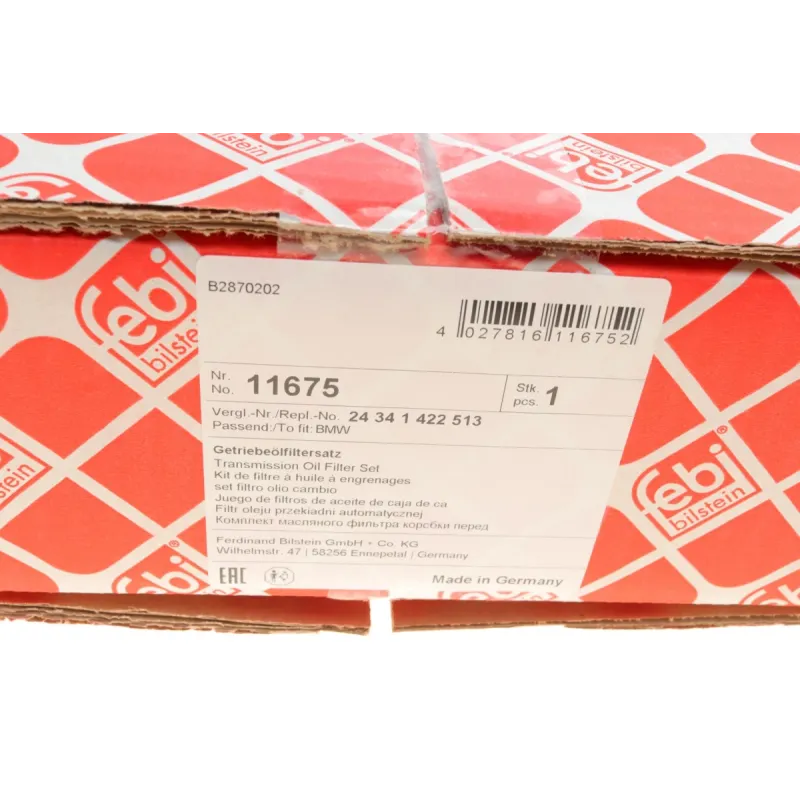 Фільтр АКПП FEBI BILSTEIN 11675 для BMW 3 (E36)/5 (E34/E39)/7 (E38) 2.0-3.0 i -03, сітчастий, 244x200x31 мм