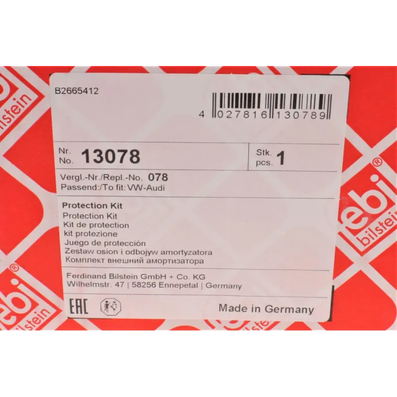 Пильник + відбійник амортизатора задній FEBI BILSTEIN 13078 для VW Golf IV, Audi A3 8L, Seat Leon 1M