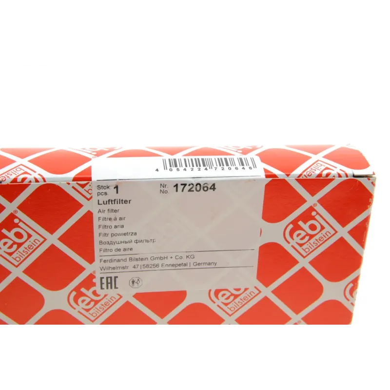 Фільтр повітряний FEBI BILSTEIN 172064 для Suzuki Swift IV, SX4, Fiat Sedici 281x168x34 мм