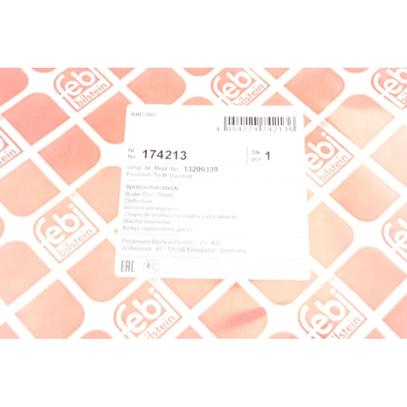 Захист гальмівного диска передній лівий FEBI BILSTEIN 174213 для Opel Astra H 2004-2012