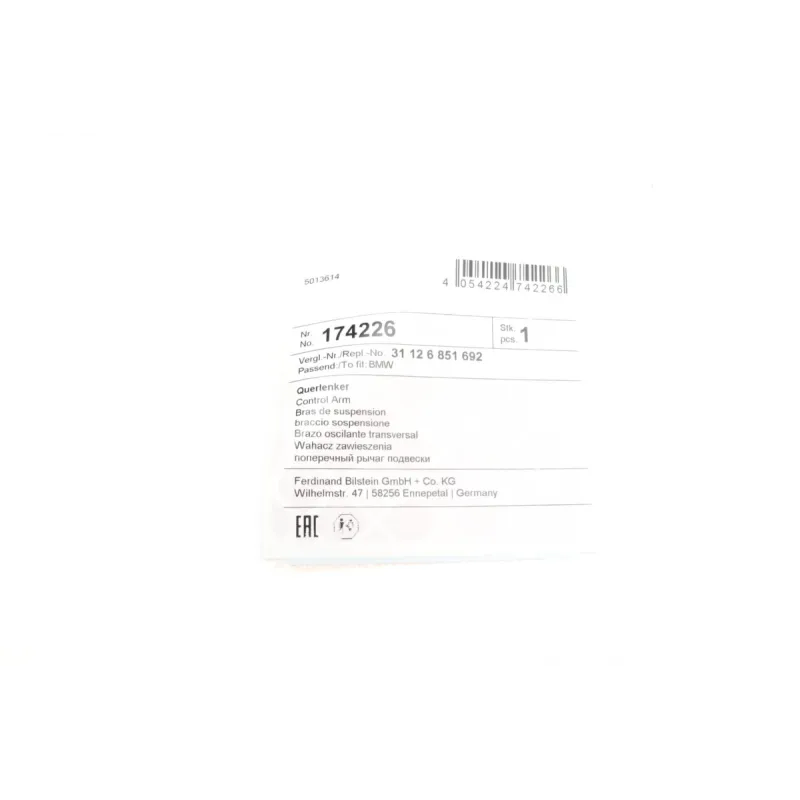 Важіль передньої підвіски правий FEBI BILSTEIN 174226 для BMW X5 (F15/F85) X6 (F16/F86) 2012-2019, 24 мм