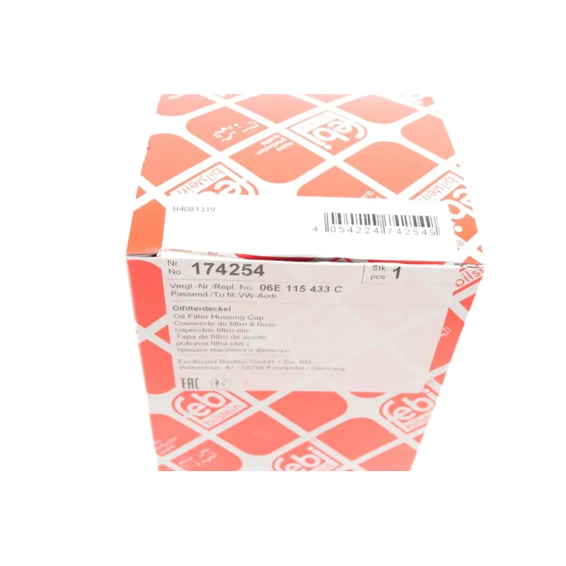 Кришка корпусу масляного фільтра FEBI BILSTEIN 174254 для Volkswagen Touareg 3.0 V6 TSI 2010-2018, з ущільнювальним кільцем
