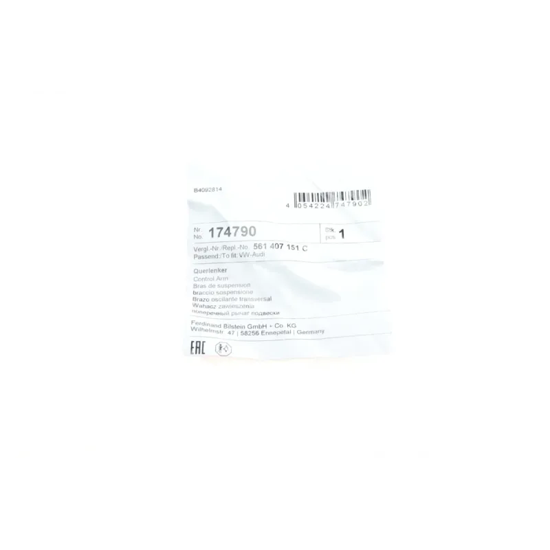 Важіль підвіски нижній FEBI BILSTEIN 174790 для Volkswagen Beetle (5C1) 2011-, 3.081 кг