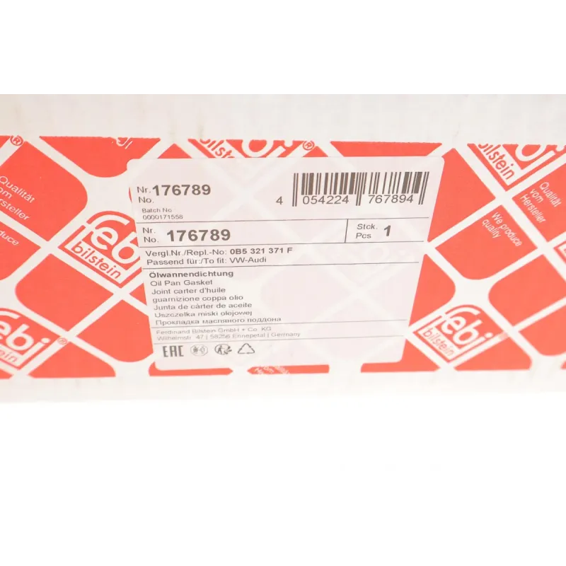 Прокладка масляного піддону FEBI BILSTEIN 176789 для Audi A4/A5/A6/A7/Q5 3.0 TFSI/TDI 2010-, 396x367x2.5 мм