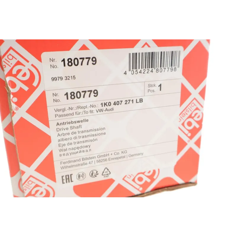 Піввісь ліва FEBI BILSTEIN 180779 для Volkswagen Caddy III 2.0 SDI 2004-2010, Passat B6 1.9 TDI 2005-2010 (36z/537mm)