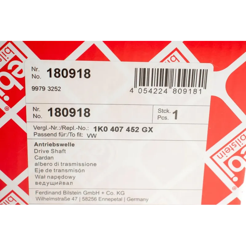 Піввісь (передня) VW Golf/Skoda Octavia 09- (R) (36x815)