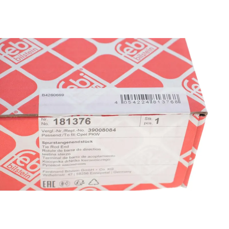 Наконечник рульової тяги лівий FEBI BILSTEIN 181376 для Opel Astra K 2015-, M12x1.75