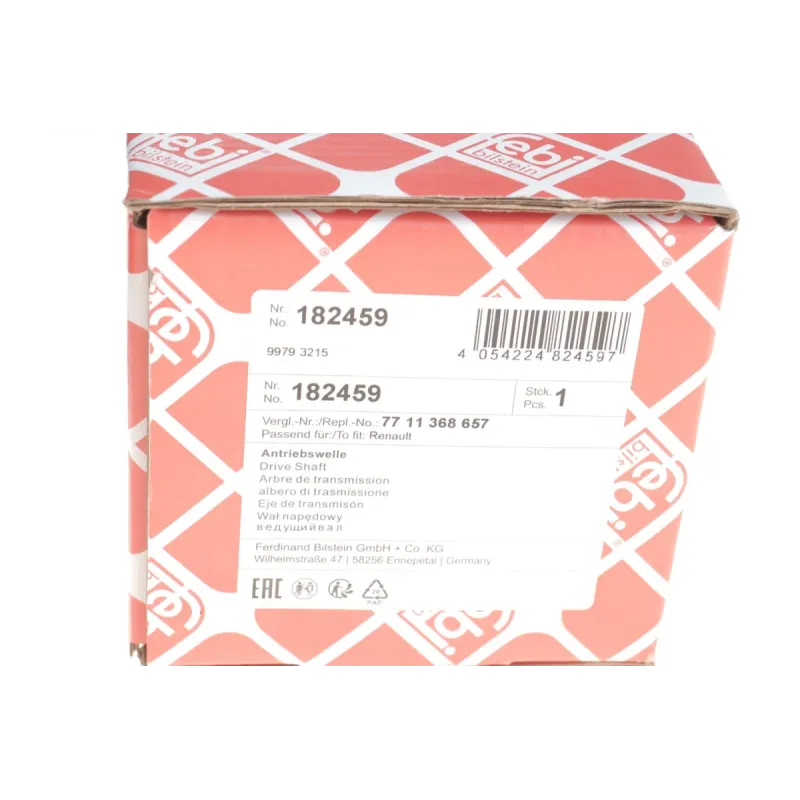 Піввісь передня FEBI BILSTEIN 182459 для Renault Kangoo 1.5dCi 2000-, Clio II 1.5dCi 2001-