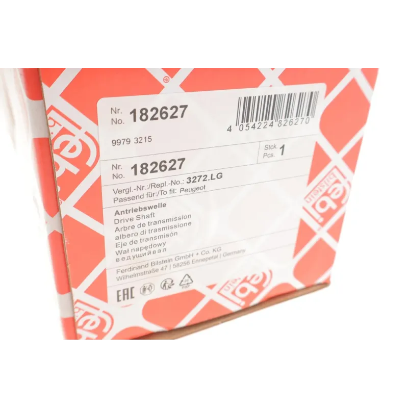 Піввісь ліва FEBI BILSTEIN 182627 для Peugeot 308 1.4-1.6/1.6-2.0HDi (25z/24z/630mm)