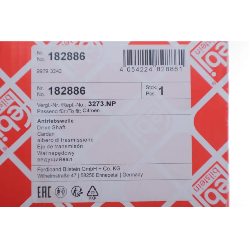 Піввісь права FEBI BILSTEIN 182886 для Fiat Scudo, Peugeot Expert 2.0D/HDi 2007-, 28x37x972 мм