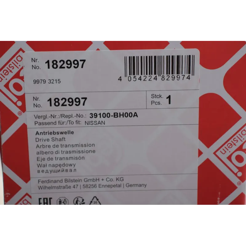 Піввісь передня права FEBI BILSTEIN 182997 для Nissan Micra K12 1.5dCi 2003-2010, Note E11 2006-2012 (23z/895mm)
