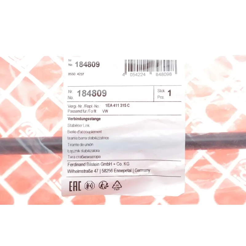 Тяга стабілізатора переднього FEBI BILSTEIN 184809 для Audi Q4, VW ID.3, ID.4, 302 мм