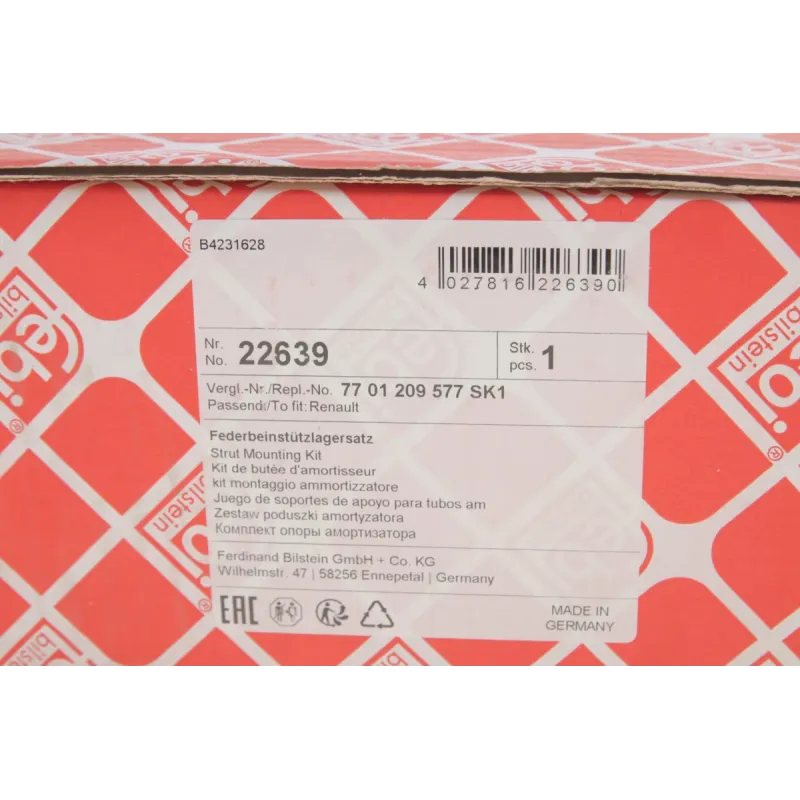 Подушка амортизатора переднього з підшипником FEBI BILSTEIN 22639 для Renault Trafic, Opel Vivaro, Nissan Primastar