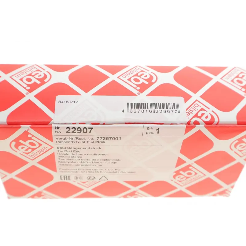 Наконечник рульової тяги лівий FEBI BILSTEIN 22907 для Fiat Panda 169 2003-2013, M10x1.25