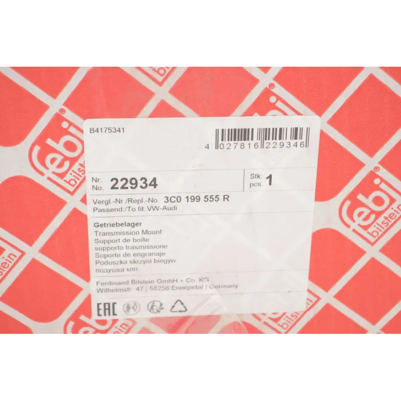 Подушка КПП FEBI BILSTEIN 22934 ліва для VW Golf V-VI, Caddy III 1.9-2.0 TDI