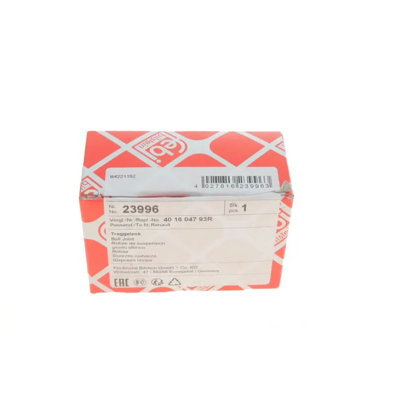 Опора кульова FEBI BILSTEIN 23996 передня права для Renault Clio, Logan, Megane, Scenic 02-, конус 18 мм