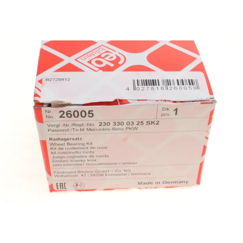 Підшипник маточини передній FEBI BILSTEIN 26005 для Mercedes-Benz E-Class W211 2002-2011, 40x68x20 мм