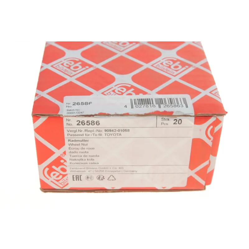 Гайка колісна FEBI BILSTEIN 26586 плаский буртик M12x1.5 21мм задня вісь для Toyota Corolla, Lexus LS, GS