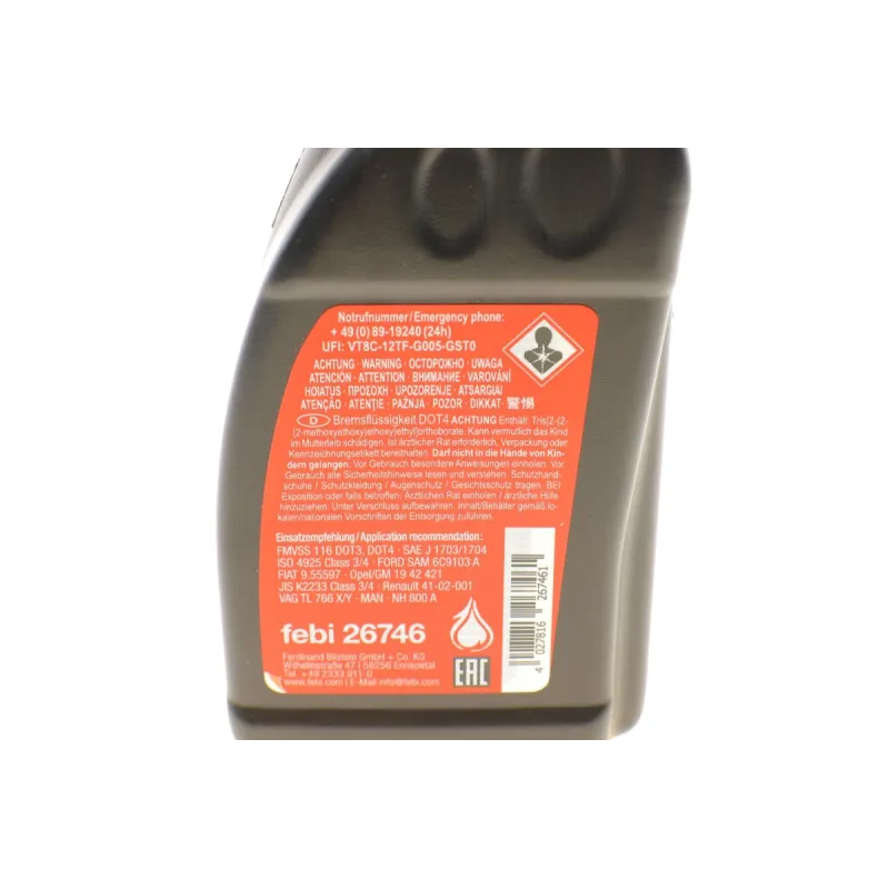Рідина гальмівна FEBI BILSTEIN 26746 DOT 4 (0.25 л) для ABARTH 124 Spider, ACURA MDX