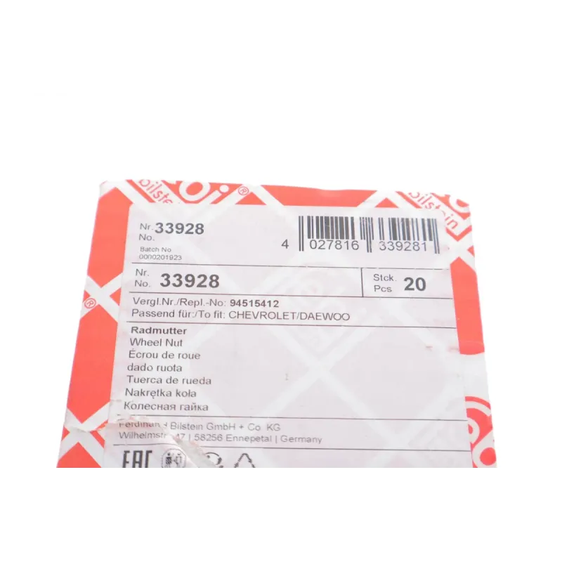 Гайка колісна FEBI BILSTEIN 33928 для Chevrolet Aveo, Daewoo Lacetti, Nubira (M12x1.5)