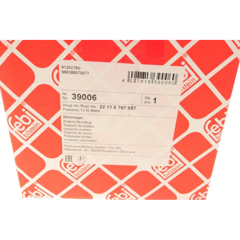 Подушка двигуна ліва FEBI BILSTEIN 39006 для BMW 1 (F20) 118d 2010-, 3 (F30) 320d 2011-