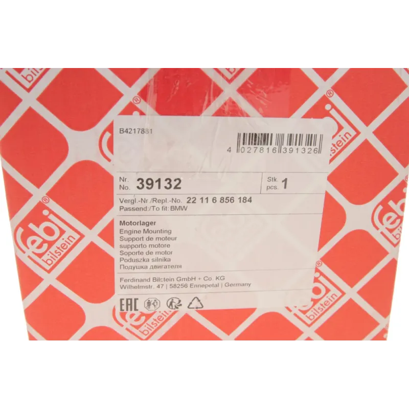 Подушка двигуна права FEBI BILSTEIN 39132 для BMW 3 (F30/F80) X3 (F25) X4 (F26)