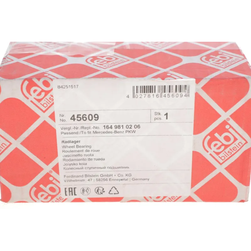 Підшипник маточини передньої FEBI BILSTEIN 45609 для Mercedes-Benz GL-Class X164, M-Class W164 2006- 54x98x50 мм