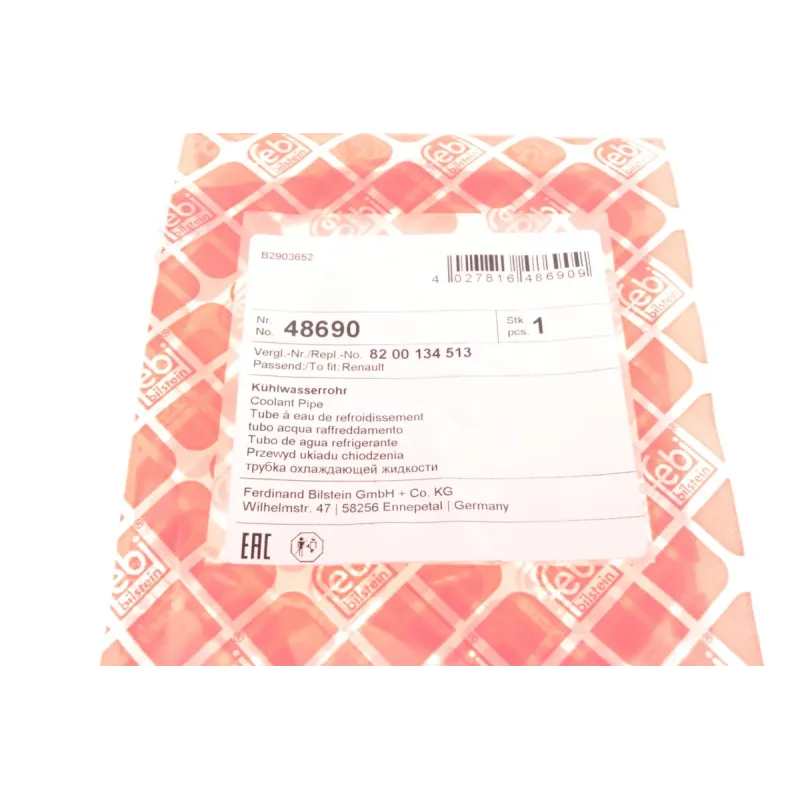 Патрубок системи охолодження FEBI BILSTEIN 48690 для Renault Kangoo 1.6 16V 2001-, 361 мм