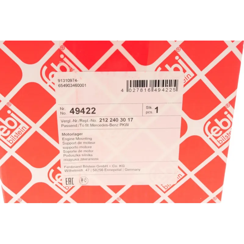 Подушка двигуна ліва FEBI BILSTEIN 49422 для Mercedes-Benz E-Class W212 2011-2016