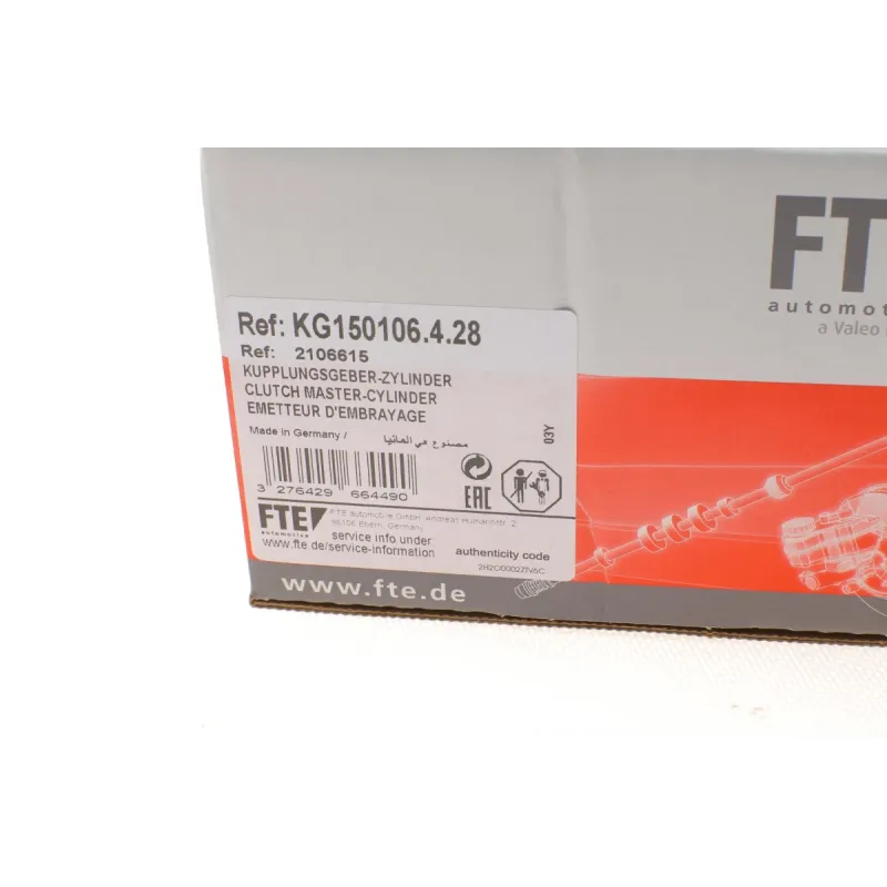 Циліндр зчеплення головний FTE 2106615 для Peugeot 308 1.6/1.6HDi 2009-2014 (d=15.87mm)