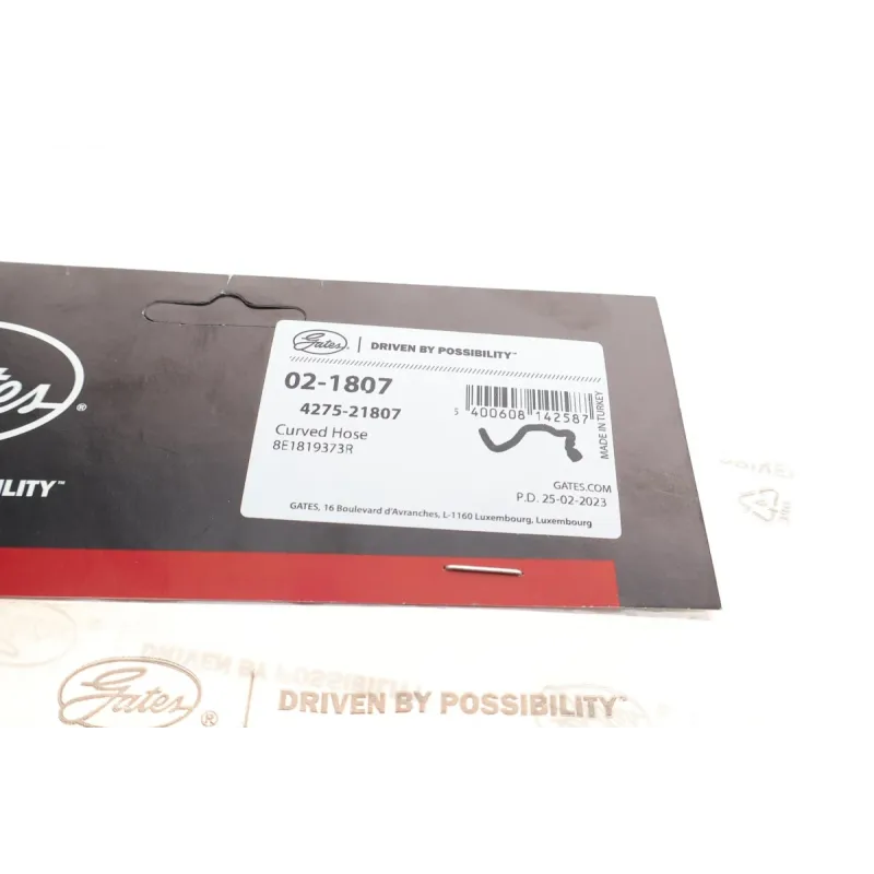 Патрубок радіатора пічки GATES 02-1807 верхній для Audi A4 B5/B6/B7 1.6-2.0/1.9TDI 2000-2008, діаметр 19 мм