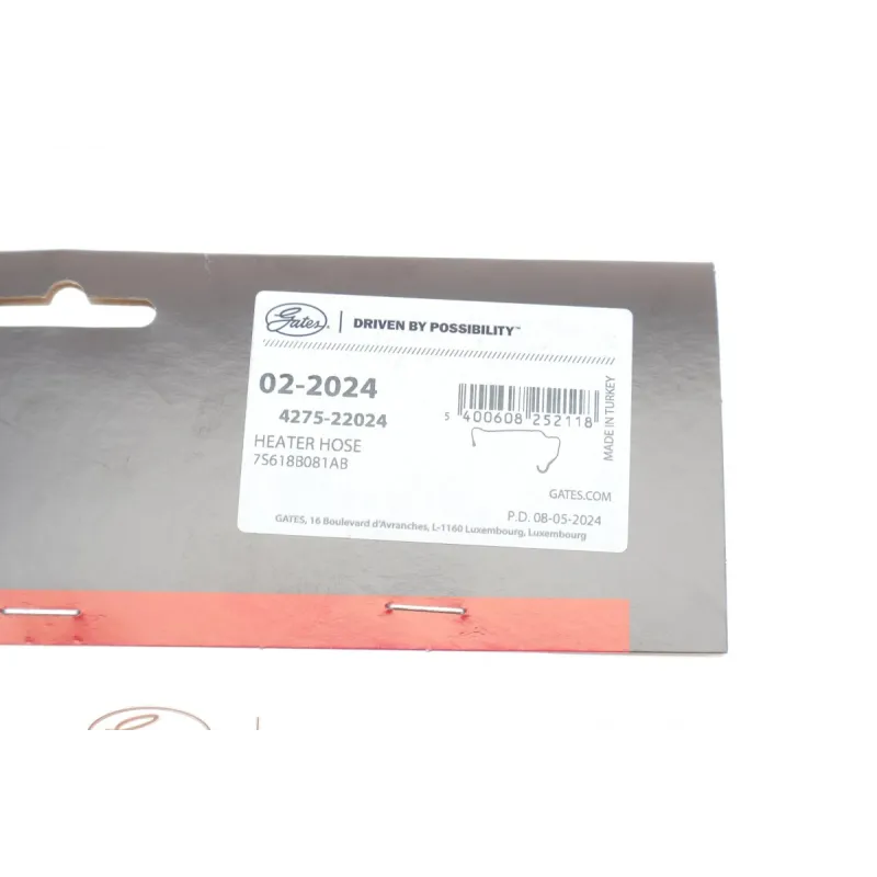 Патрубок системи охолодження GATES 02-2024 для Ford Fiesta/Fusion 1.25-1.6 2001-2012, 8 мм