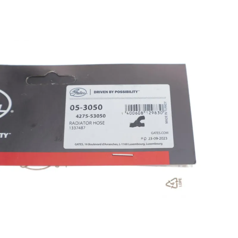 Патрубок радіатора GATES 05-3050 для Opel Astra G/Vectra C 1.8 16V 1998-2009, діаметри 38.5/29.5 мм