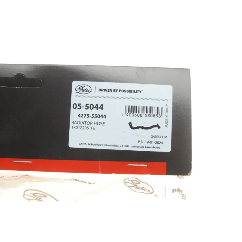 Патрубок радіатора нижній GATES 05-5044 для VW Golf VI, Audi A3 1.8 TFSI/TSI 38/30 мм