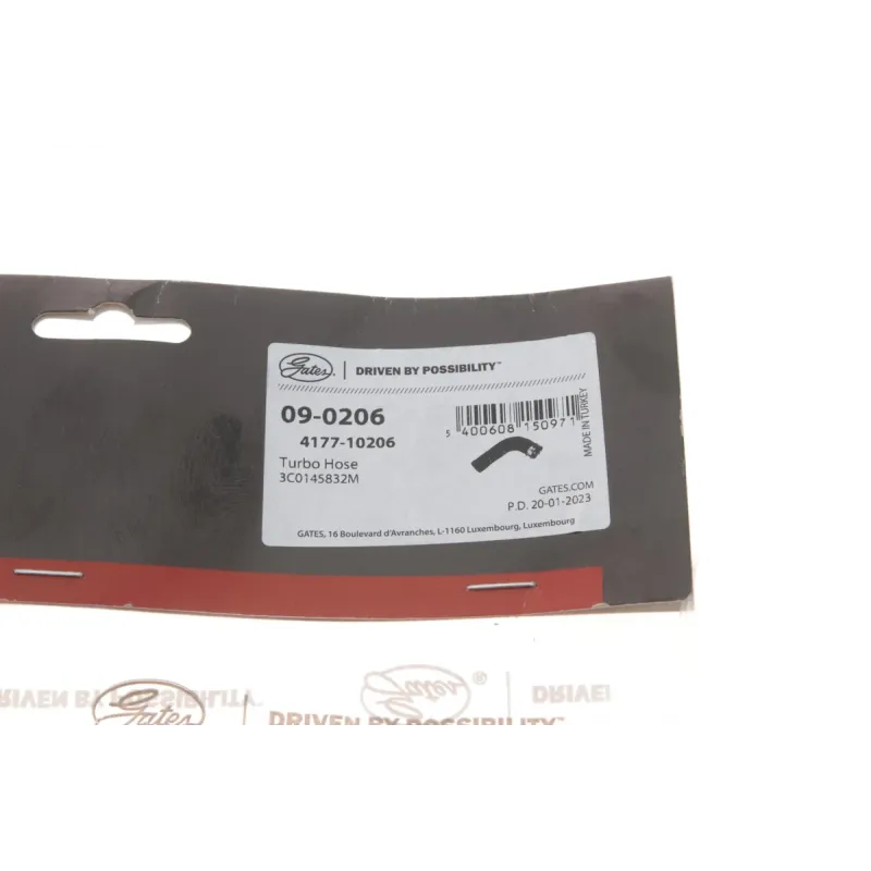 Патрубок інтеркулера GATES 09-0206 для Volkswagen Caddy III 1.9 TDI 2004-2010, 52.5/50 мм