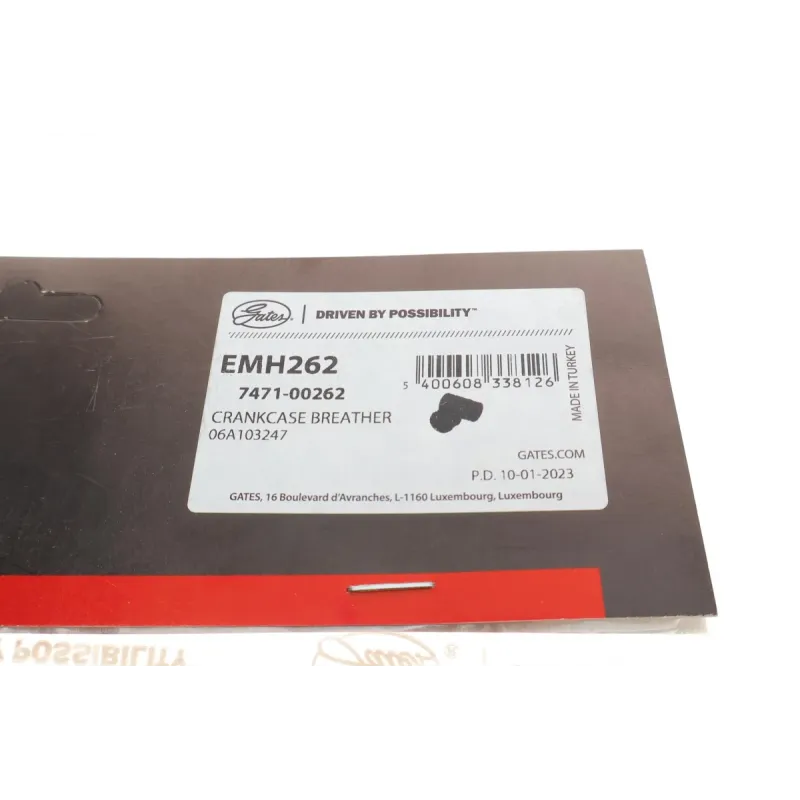Патрубок вентиляції картера GATES EMH262 для Audi A3, A4, A6, TT, Seat Leon, Skoda Octavia, VW Golf IV 1.8T 1996-2010, 19.5/22 мм