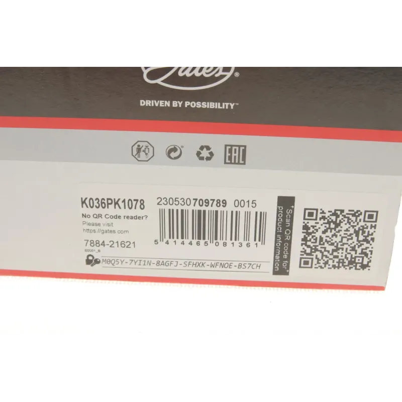Комплект ременя генератора GATES K036PK1078 для Audi A2, Seat Ibiza 1.4/1.6/1.6FSI 1997-2015