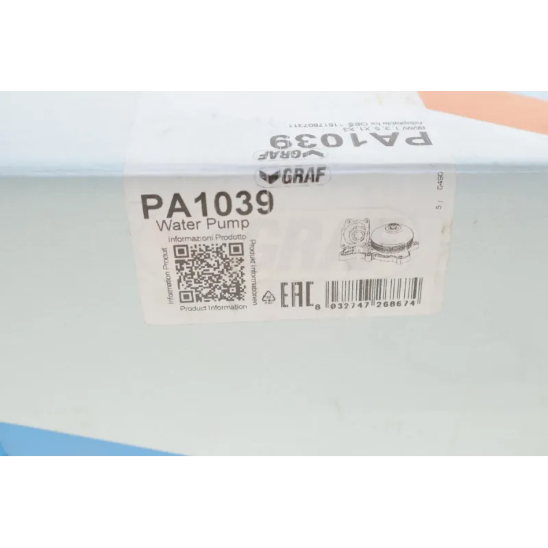 Помпа води GRAF PA1039 для BMW 1/3/5/X1/X3 2.0d 07-15 (6 лоп, Ø30мм)
