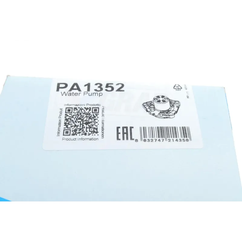 Помпа води зовнішня GRAF PA1352 для Fiat Doblo, Opel Astra H/J, Alfa Romeo 159, 1.6/1.9/2.0 CDTI