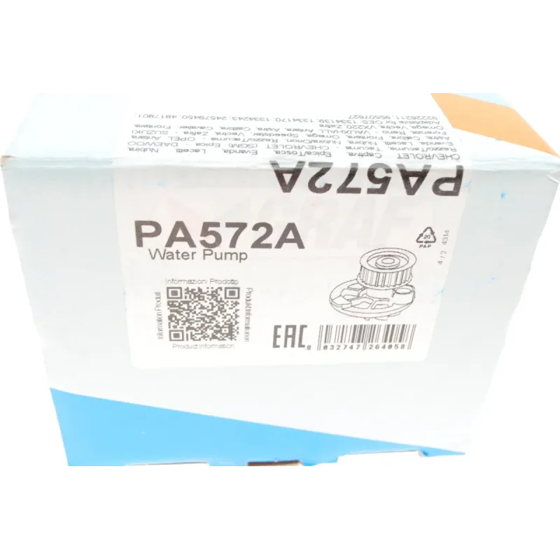 Помпа води Opel Astra F/G/H/Omega B/Vectra A/B/Zafira A/B 1.8i/2.0i/2.2i/2.4 94- (25z) (R/B) (8 лоп)