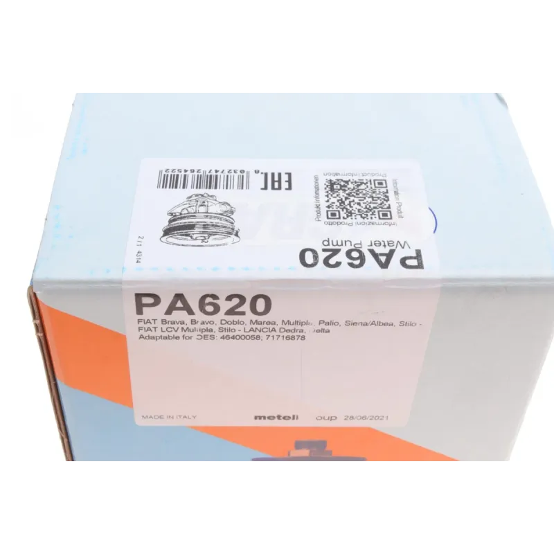 Помпа води Fiat Doblo/Palio/Stilo/Bravo 1.6 16V 95-11 (R/B) (8 лоп.) (8 кан.)
