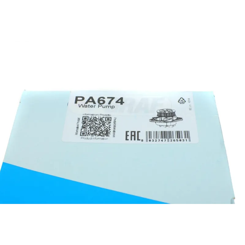 Помпа води GRAF PA674 для Skoda Fabia, Octavia, Seat Ibiza 1.4 16V 2000-2009, 27 зубців