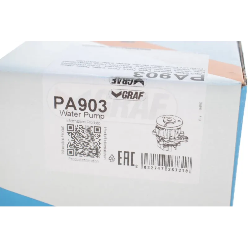 Помпа води GRAF PA903 для Ford Focus II/III, Mondeo IV/V, Mazda 6 1.8/2.0/2.3 6 лопатей