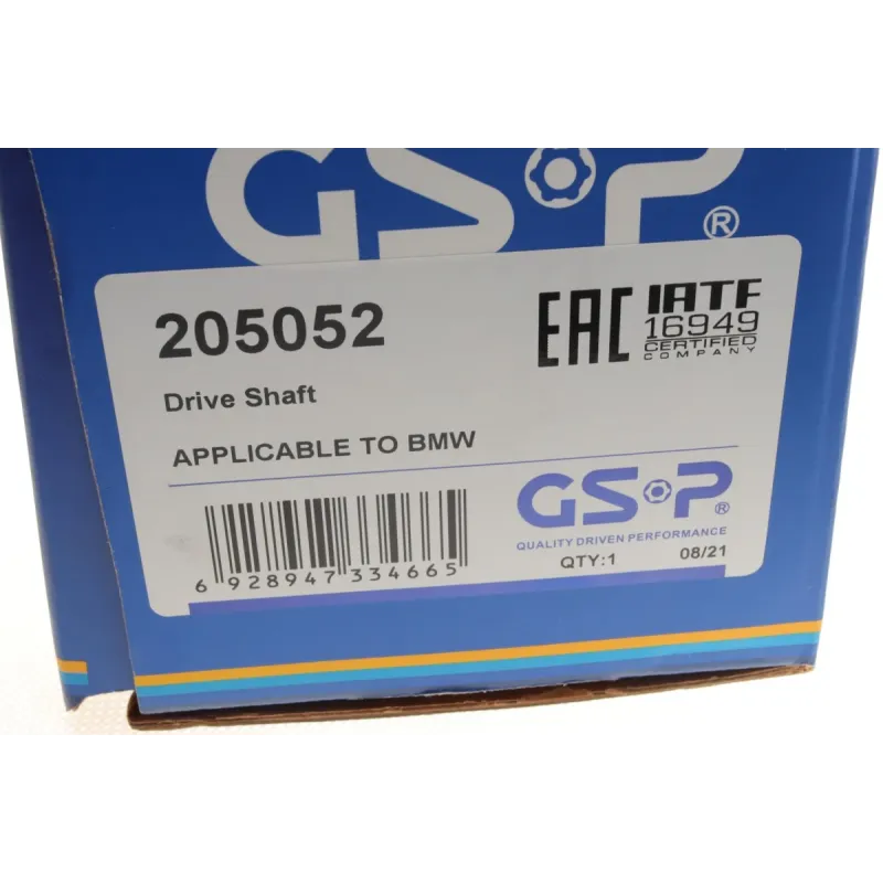 Піввісь передня GSP 205052 для BMW X5 (E70/F15) X6 (E71/F16) 30x27/634 мм