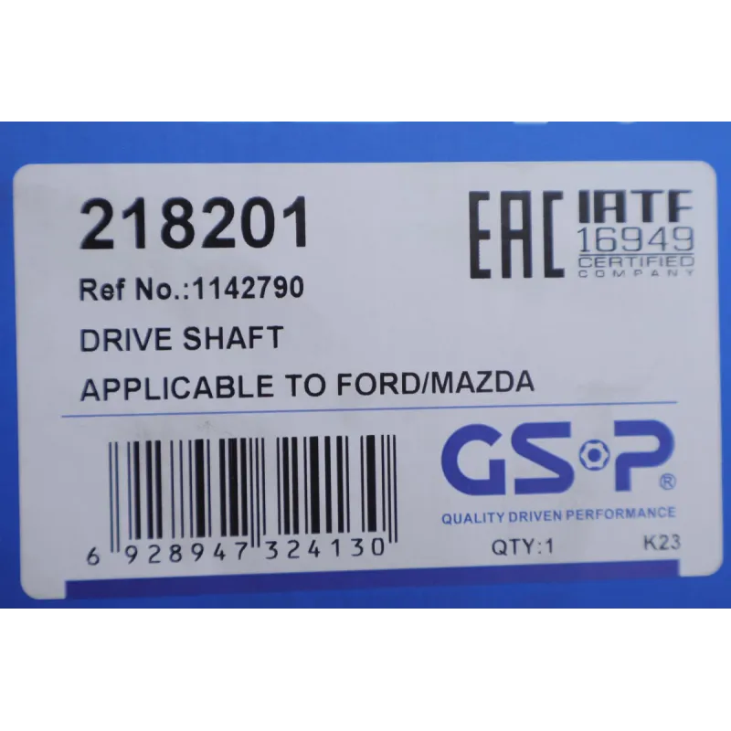 Піввісь передня GSP 218201 для Ford Fiesta VI 1.0-1.6 2008-, 25x23x919 мм