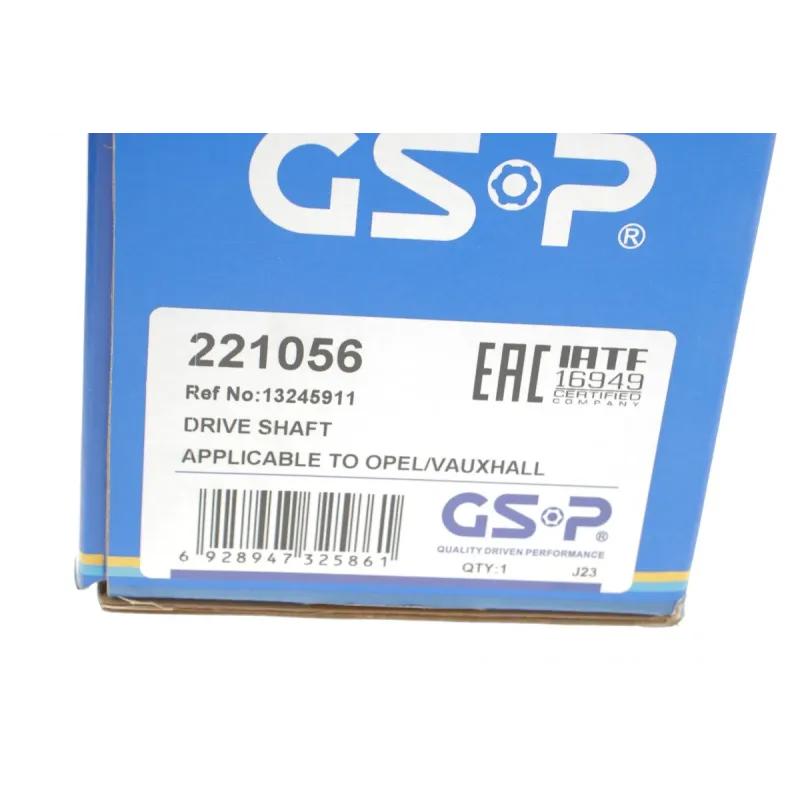 Піввісь передня GSP 221056 для Opel Astra H 1.9 CDTI/2.0 Turbo 04-10 (33x34x595 мм)