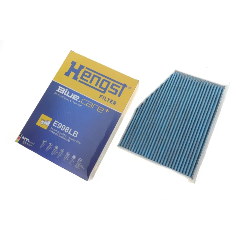 Фільтр салону HENGST FILTER E998LB антибактеріальний для Volkswagen Caddy 1.9TDI 2003-, 288x213x58 мм