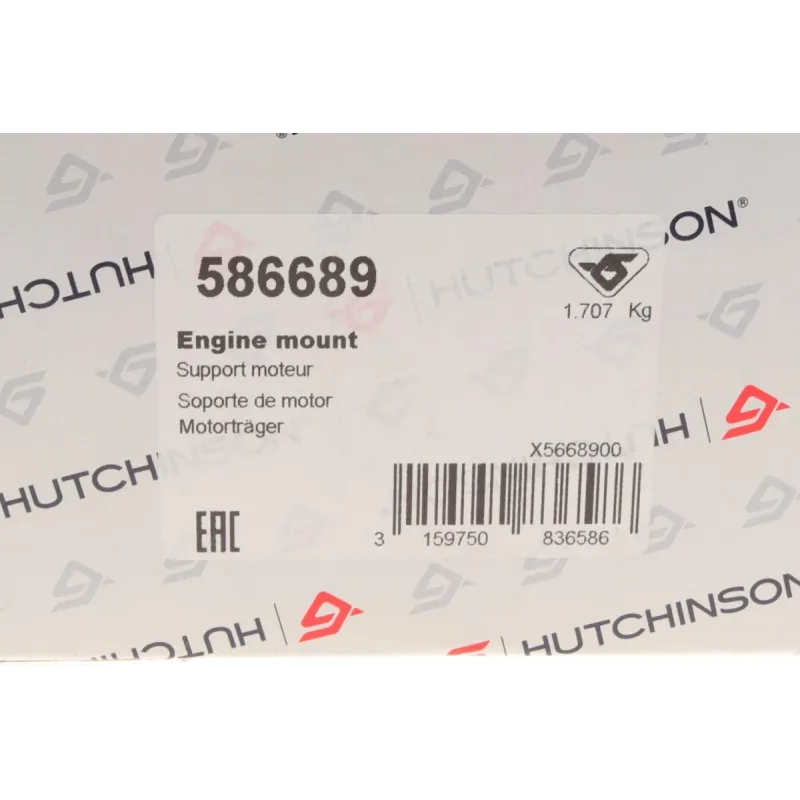 Подушка КПП HUTCHINSON 586689 для Opel Astra K 1.6 Turbo 2015- (верхня)