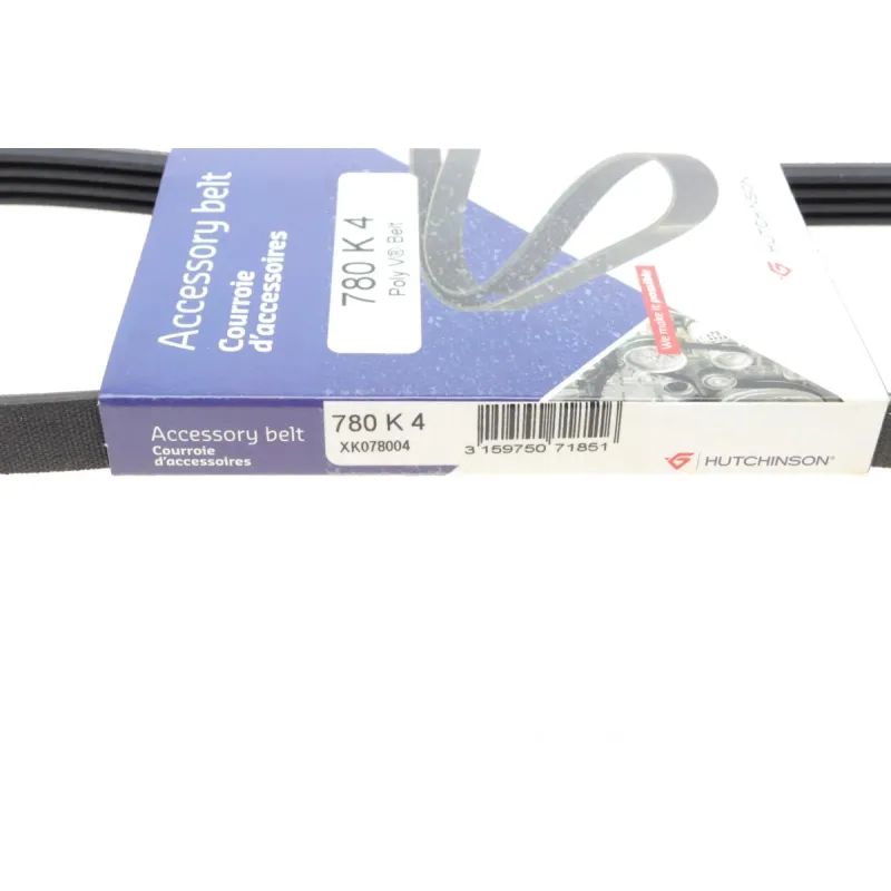 Ремінь генератора HUTCHINSON 780 K 4 для BMW 3 (E36)/5 (E34/E39) 2.5TD 1991-2004, 4 ребра